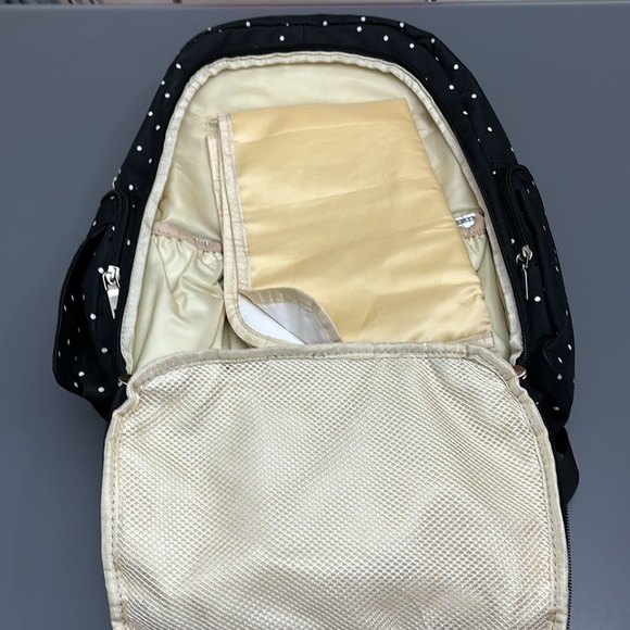 CATEEPBABY Organizer Travel Diaper Backpack black with white polka dots FLAWS! - Picture 2 of 11